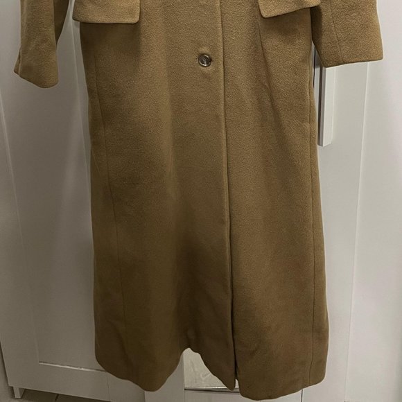 Calvin Klein Full Button Down Single Breast 100% Merino Camel Coat Women Size 6 - Picture 10 of 12